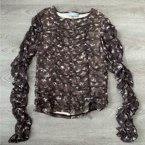 NWT Blue B. Brown Western Cinched Long Sleeve Top Size L